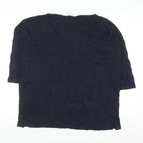 The White Company Women's Blue Linen V-Neck 3/4 Sleeve Blouse Size 10