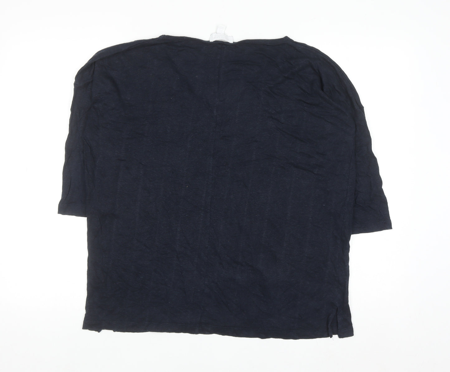 The White Company Women's Blue Linen V-Neck 3/4 Sleeve Blouse Size 10