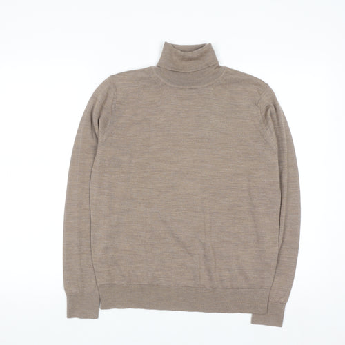 Marks and Spencer Women’s Beige Roll Neck Merino Wool Jumper Size 12