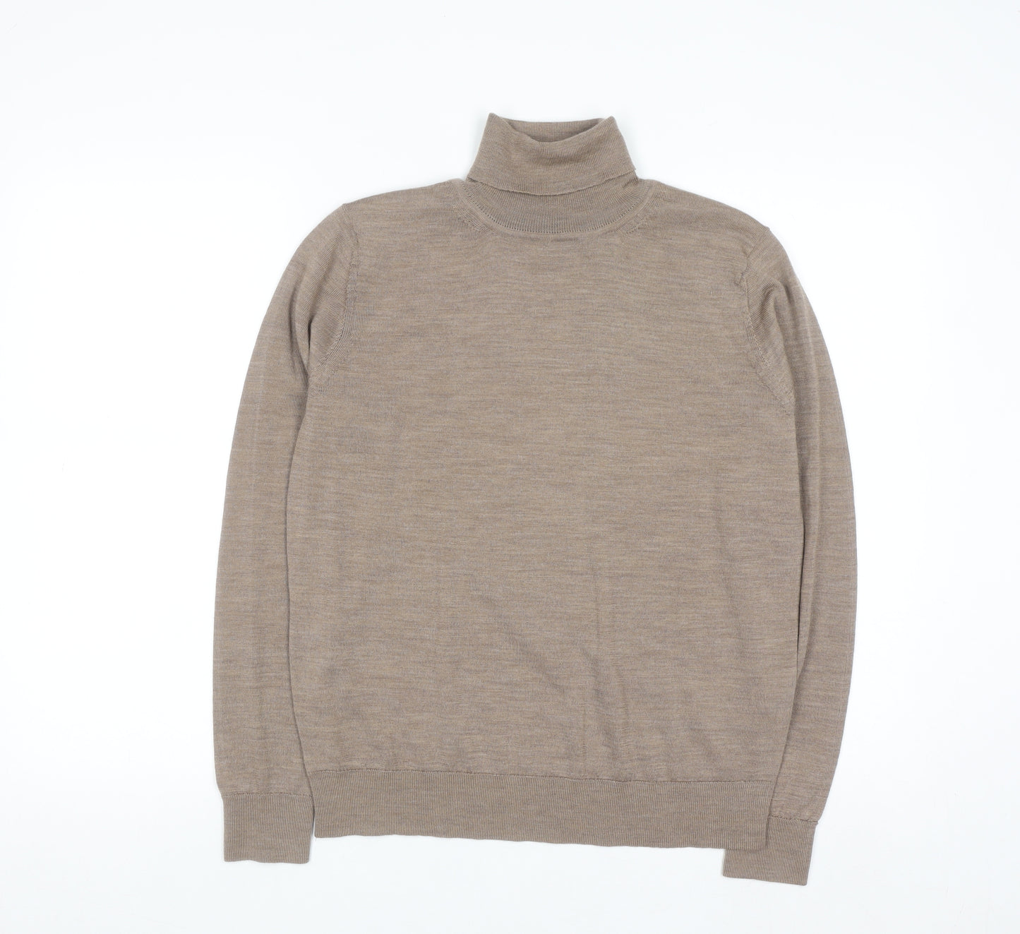 Marks and Spencer Women’s Beige Roll Neck Merino Wool Jumper Size 12