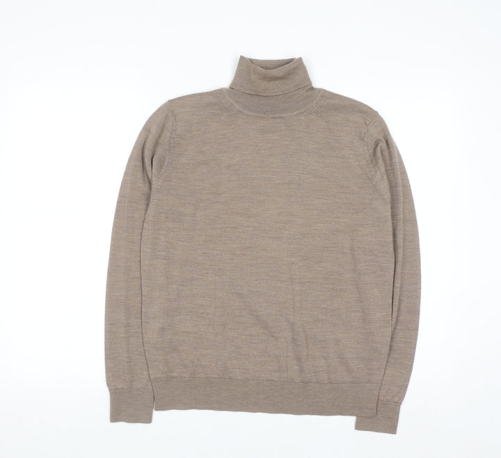 Marks and Spencer Women’s Beige Roll Neck Merino Wool Jumper Size 12