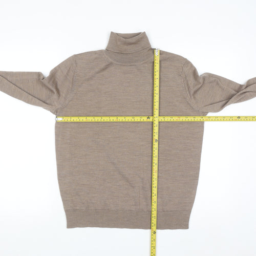 Marks and Spencer Women’s Beige Roll Neck Merino Wool Jumper Size 12