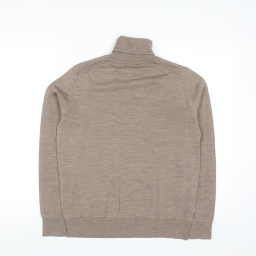 Marks and Spencer Women’s Beige Roll Neck Merino Wool Jumper Size 12