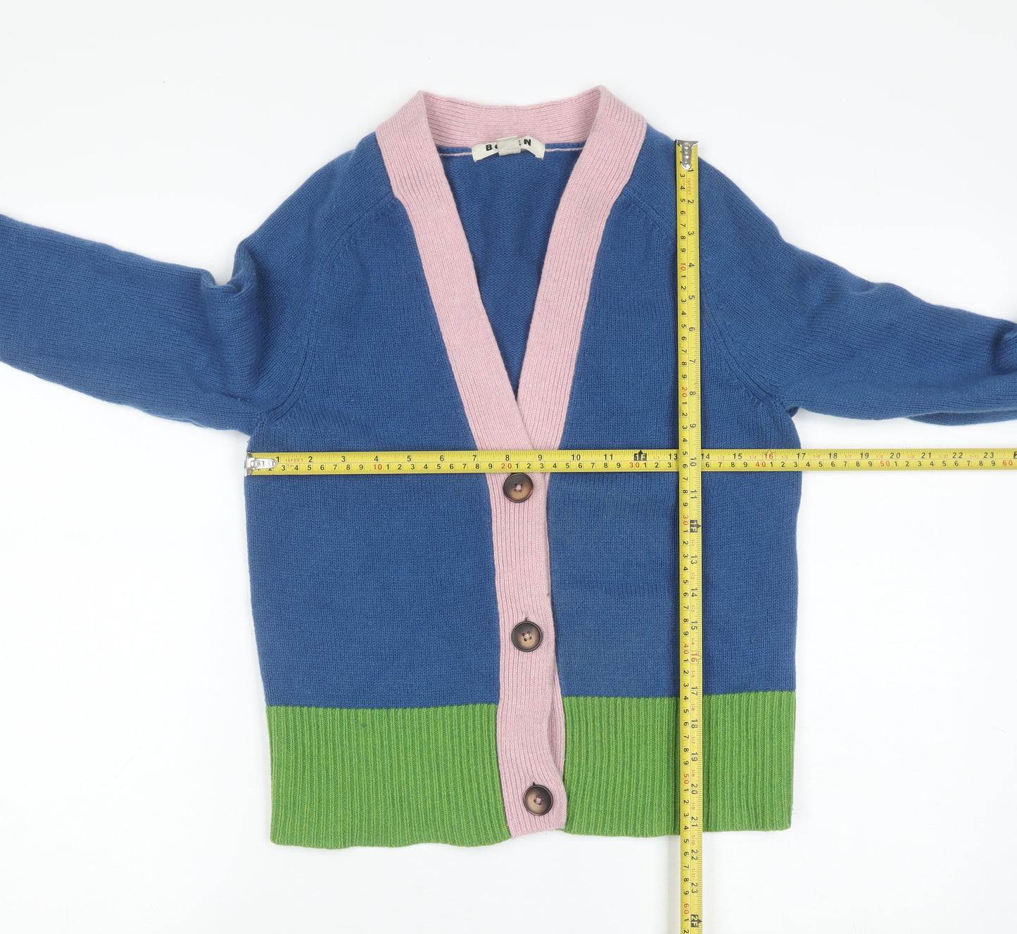 Boden Women’s Multicoloured Wool Cardigan Blue Pink Green Size S
