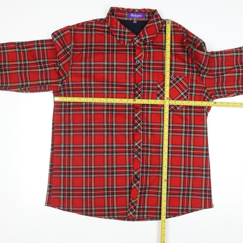Ballantrae Men’s Red Plaid Button-Up Flannel Shirt XL