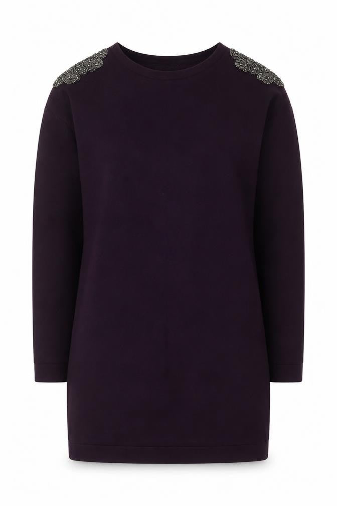 Wallis Womens Purple Beaded Shoulder Jumper UK 10