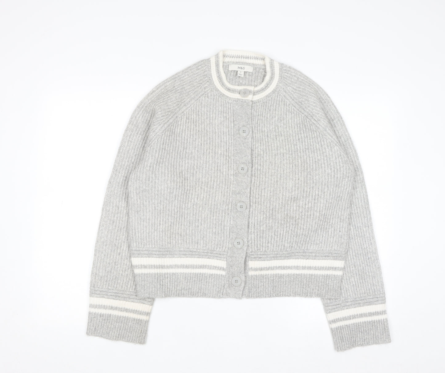 Marks and Spencer Womens Grey Chunky Knit Button Cardigan M