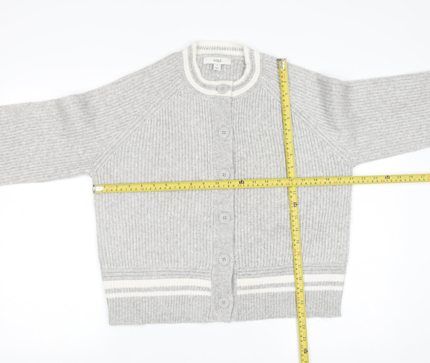 Marks and Spencer Womens Grey Chunky Knit Button Cardigan M