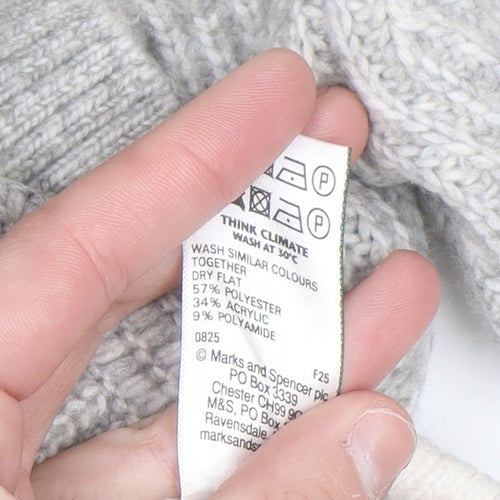 Marks and Spencer Womens Grey Chunky Knit Button Cardigan M