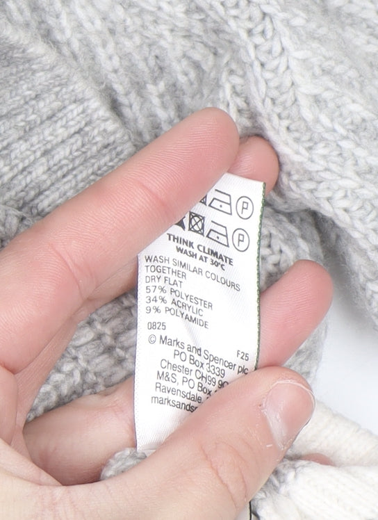 Marks and Spencer Womens Grey Chunky Knit Button Cardigan M
