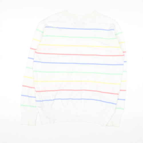 Marks and Spencer Women’s Multicoloured Stripe V-Neck Cotton Jumper S