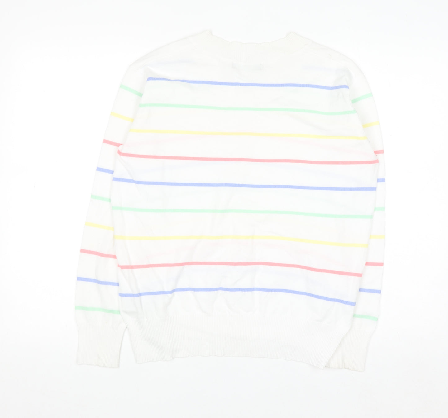 Marks and Spencer Women’s Multicoloured Stripe V-Neck Cotton Jumper S