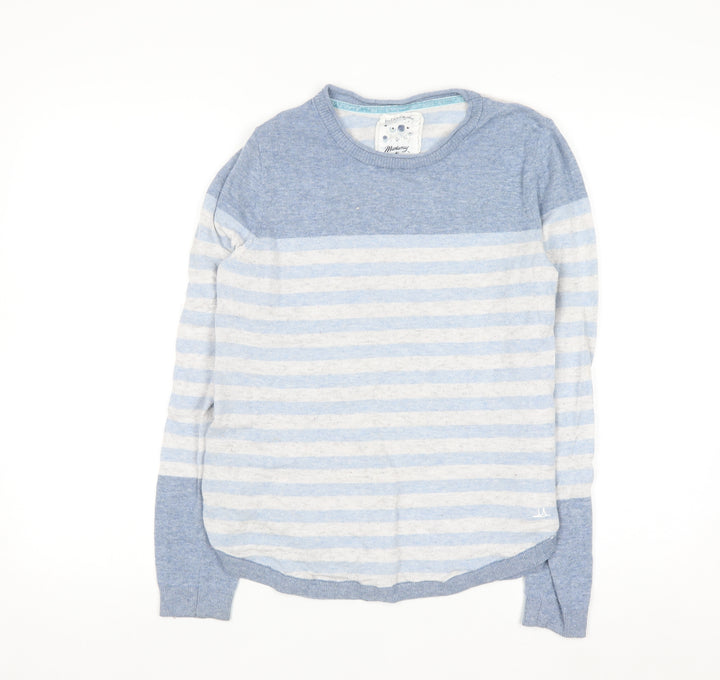 Debenhams Mantaray Womens Blue Striped Crew Neck Jumper Size 12