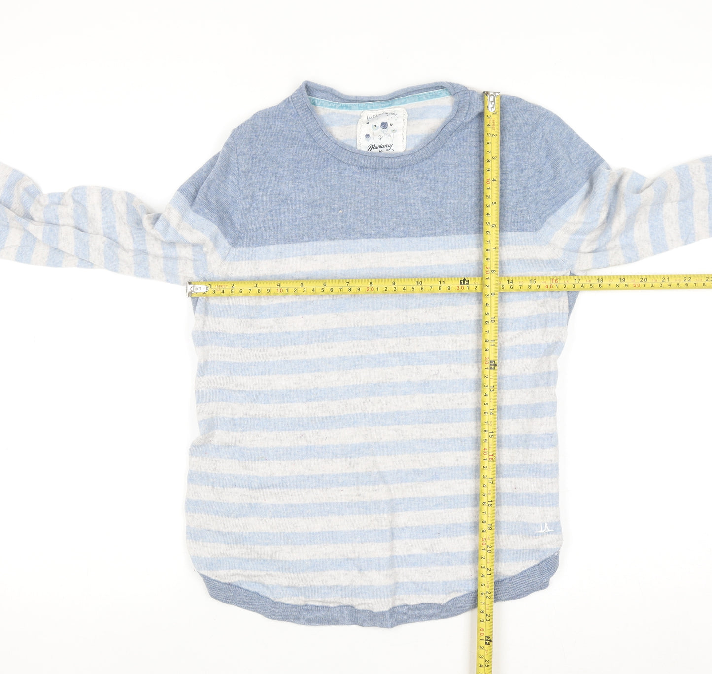 Debenhams Mantaray Womens Blue Striped Crew Neck Jumper Size 12