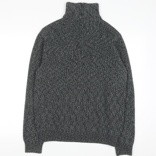 Marks and Spencer Men's Grey Cotton 1/2 Zip Jumper M Regular