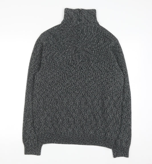 Marks and Spencer Men's Grey Cotton 1/2 Zip Jumper M Regular