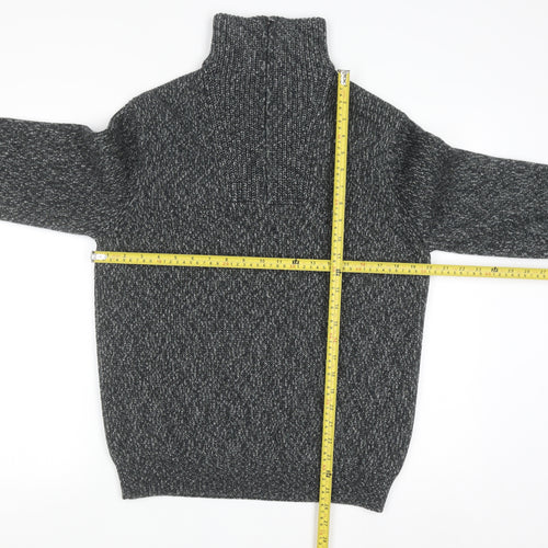 Marks and Spencer Men's Grey Cotton 1/2 Zip Jumper M Regular