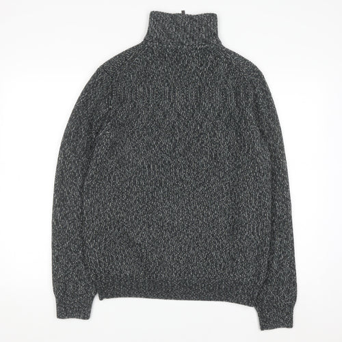 Marks and Spencer Men's Grey Cotton 1/2 Zip Jumper M Regular