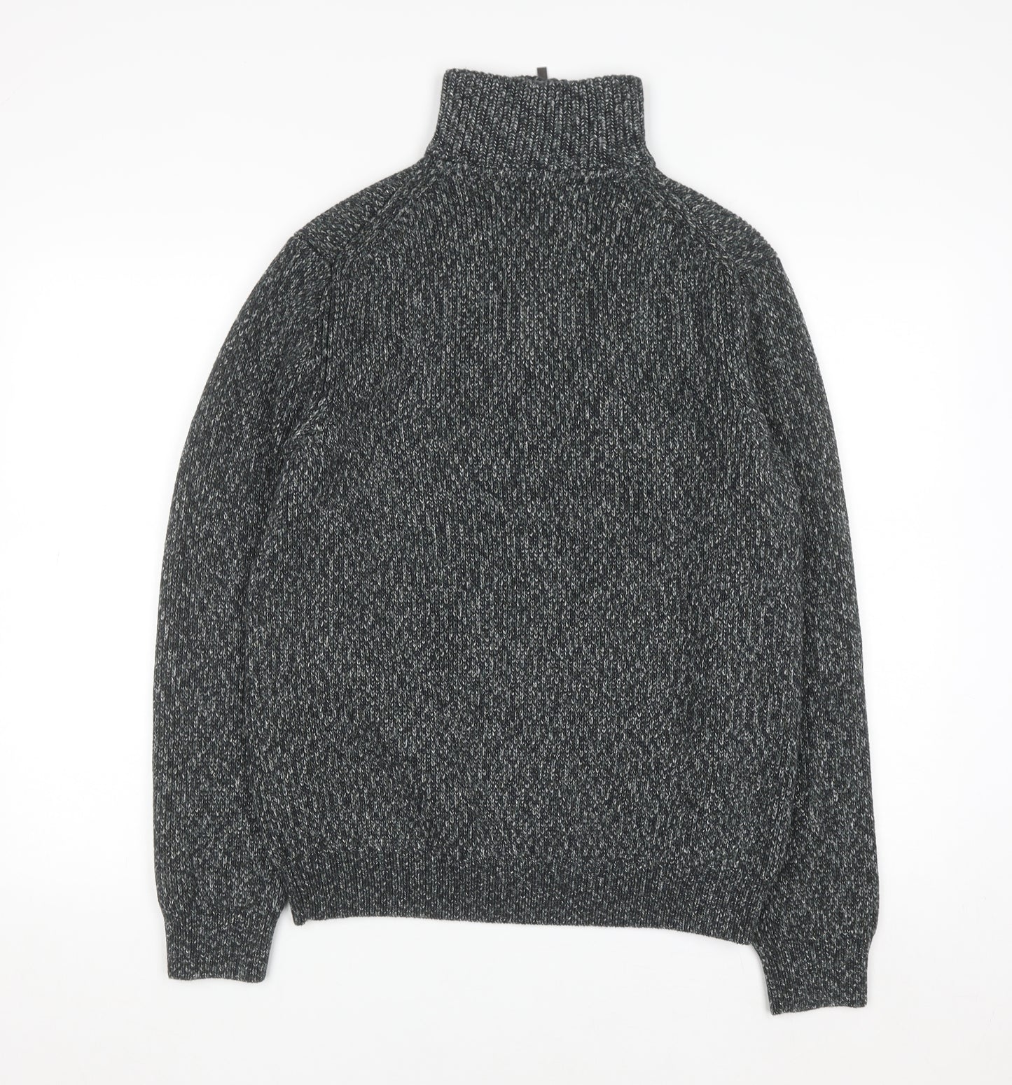 Marks and Spencer Men's Grey Cotton 1/2 Zip Jumper M Regular
