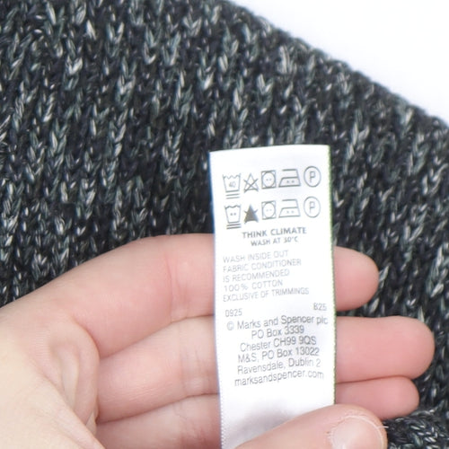Marks and Spencer Men's Grey Cotton 1/2 Zip Jumper M Regular