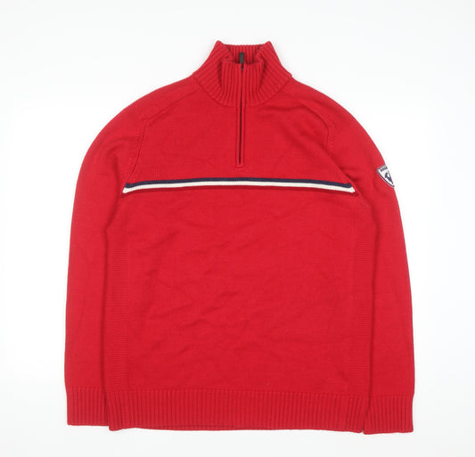 Rossignol Men’s Red Merino Wool Half Zip Ski Jumper L