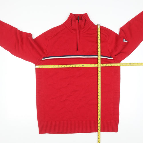 Rossignol Men’s Red Merino Wool Half Zip Ski Jumper L