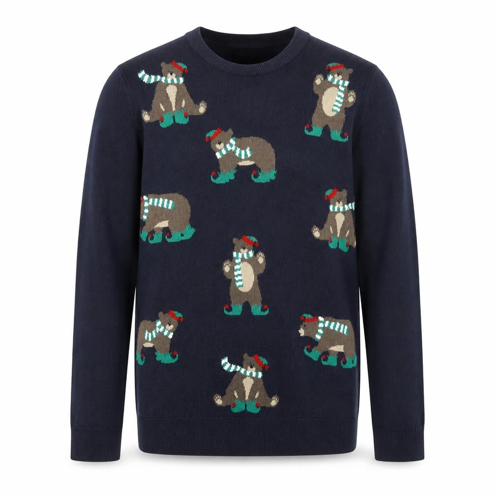Marks and Spencer Men's Blue XS Christmas Bear Knit Jumper