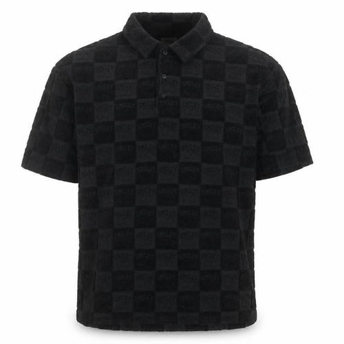 H&M x Smiley Black Check Polo Shirt Men L Cotton Blend