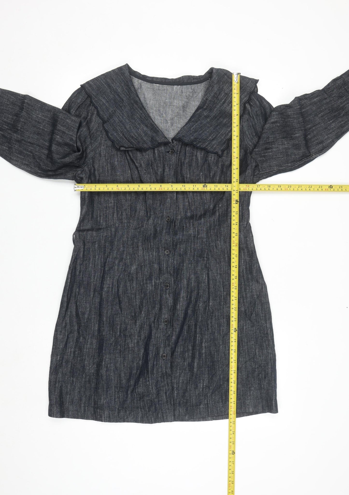 Marks and Spencer Women Blue Size 14 Linen Blend Knee Length Shirt Dress