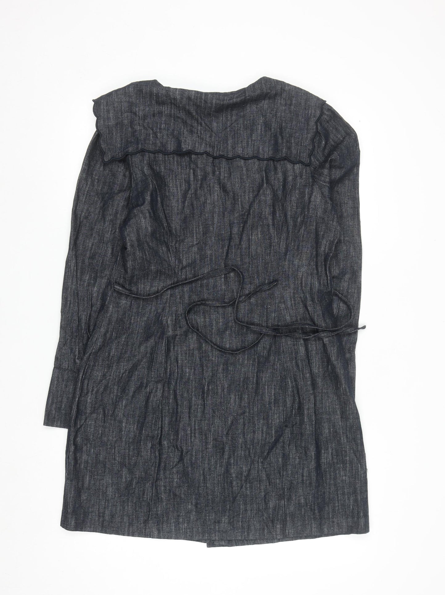 Marks and Spencer Women Blue Size 14 Linen Blend Knee Length Shirt Dress