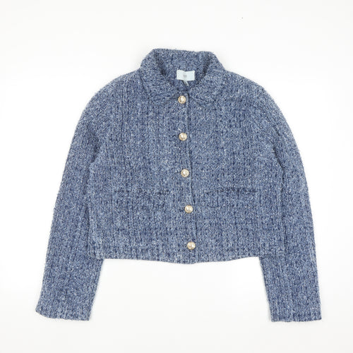 Marks and Spencer Women's Blue Cropped Knit Jacket Size 10