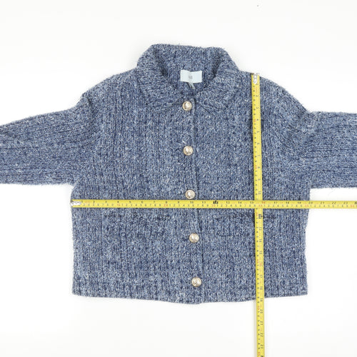 Marks and Spencer Women's Blue Cropped Knit Jacket Size 10