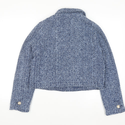 Marks and Spencer Women's Blue Cropped Knit Jacket Size 10