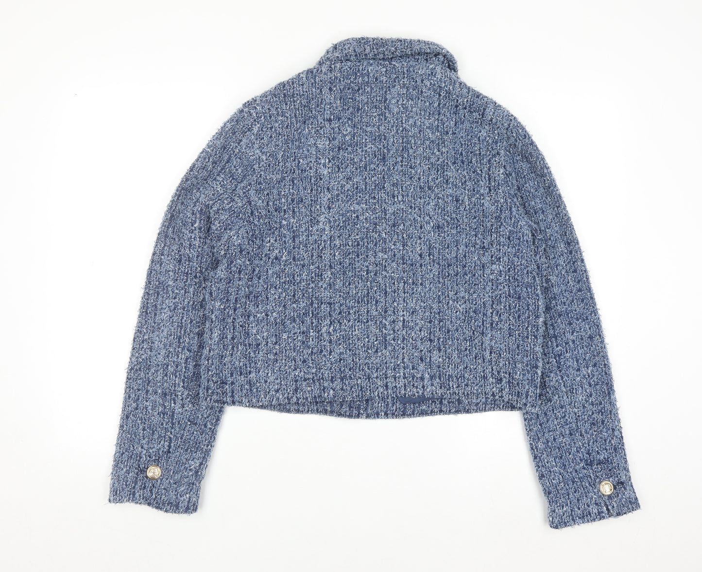 Marks and Spencer Women's Blue Cropped Knit Jacket Size 10