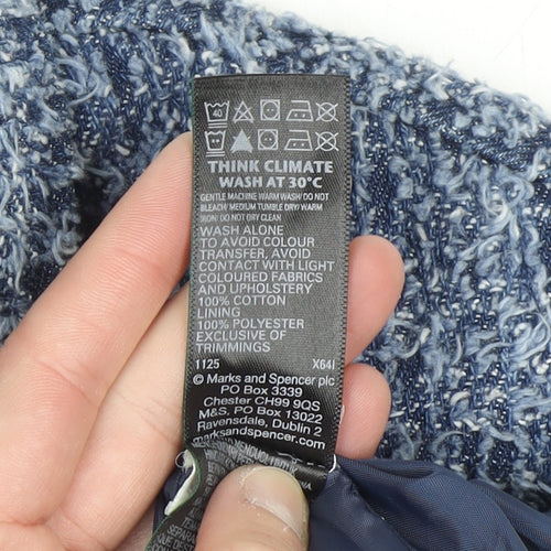 Marks and Spencer Women's Blue Cropped Knit Jacket Size 10