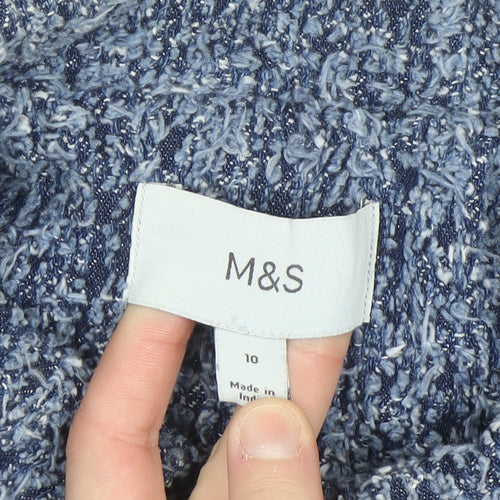 Marks and Spencer Women's Blue Cropped Knit Jacket Size 10