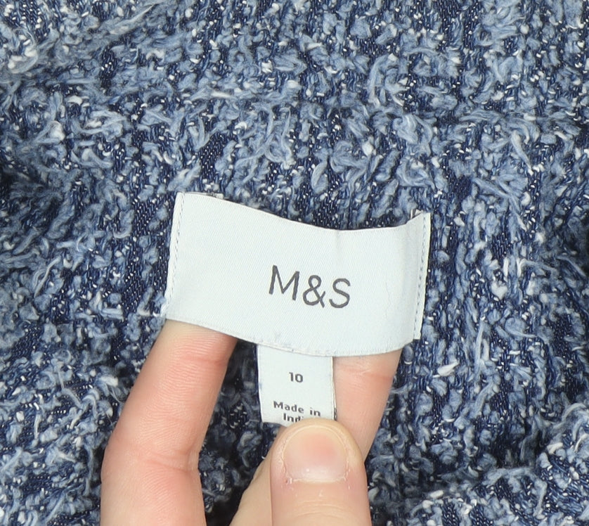 Marks and Spencer Women's Blue Cropped Knit Jacket Size 10