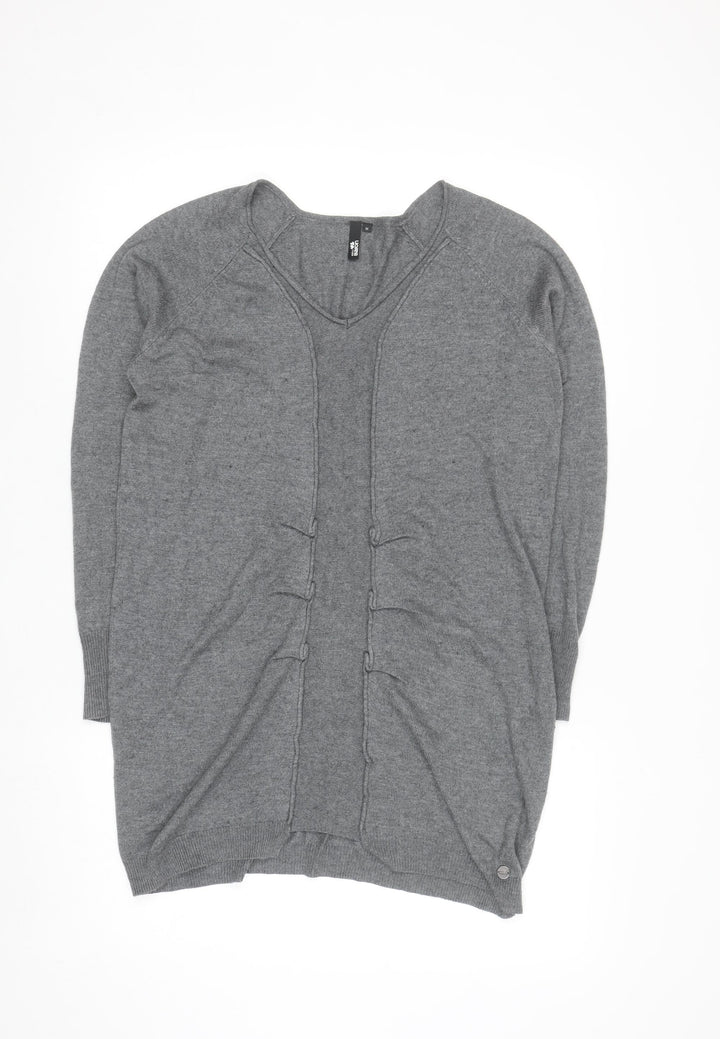 Miss Baron Women’s Grey V-Neck Long Sleeve Pullover Jumper M