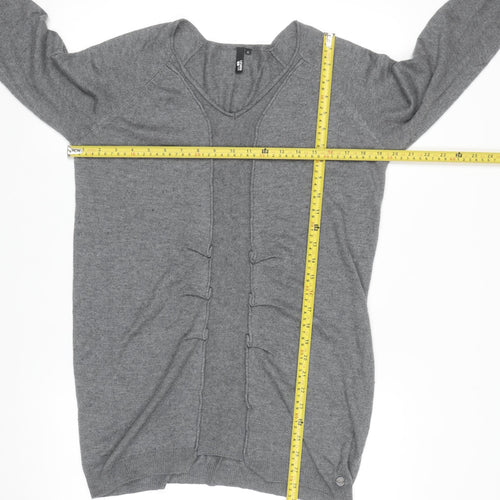 Miss Baron Women’s Grey V-Neck Long Sleeve Pullover Jumper M