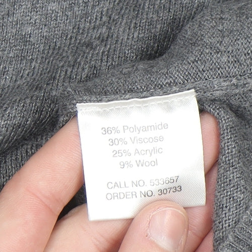 Miss Baron Women’s Grey V-Neck Long Sleeve Pullover Jumper M
