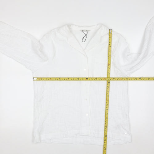 Marks and Spencer Women White Cotton Button-Up Shirt Size 14