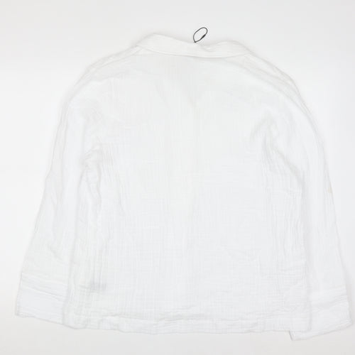 Marks and Spencer Women White Cotton Button-Up Shirt Size 14