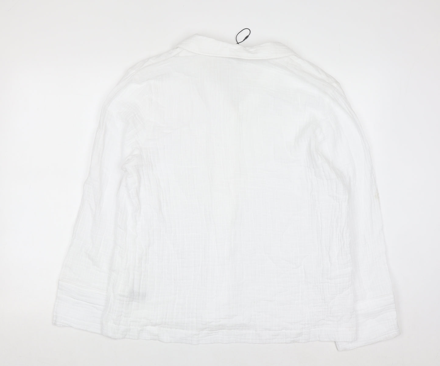 Marks and Spencer Women White Cotton Button-Up Shirt Size 14