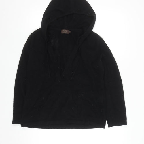 Pure Collection Women Black Size 16 Cashmere Pullover Hoodie