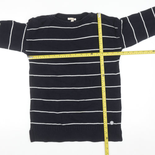 Barbour Women's Blue Striped Cotton Crew Neck Jumper Size 8