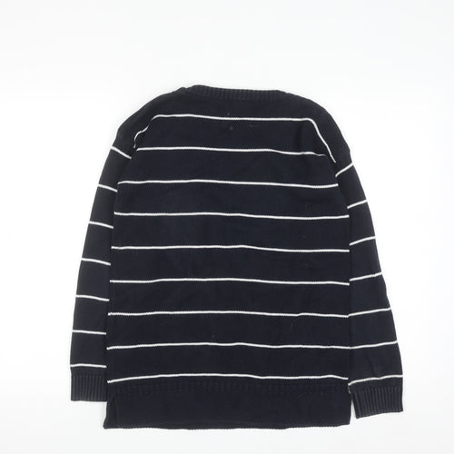 Barbour Women's Blue Striped Cotton Crew Neck Jumper Size 8