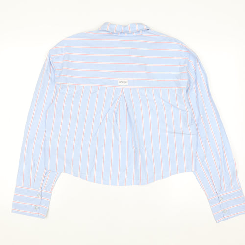 Marks and Spencer Women’s Blue Striped Cropped Cotton Button-Up Shirt Size 6