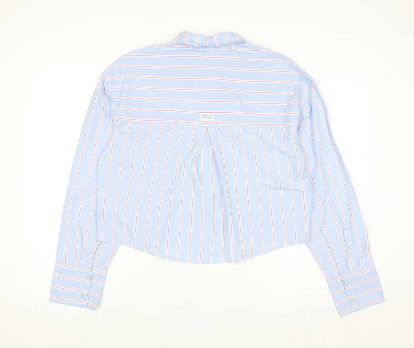 Marks and Spencer Women’s Blue Striped Cropped Cotton Button-Up Shirt Size 6