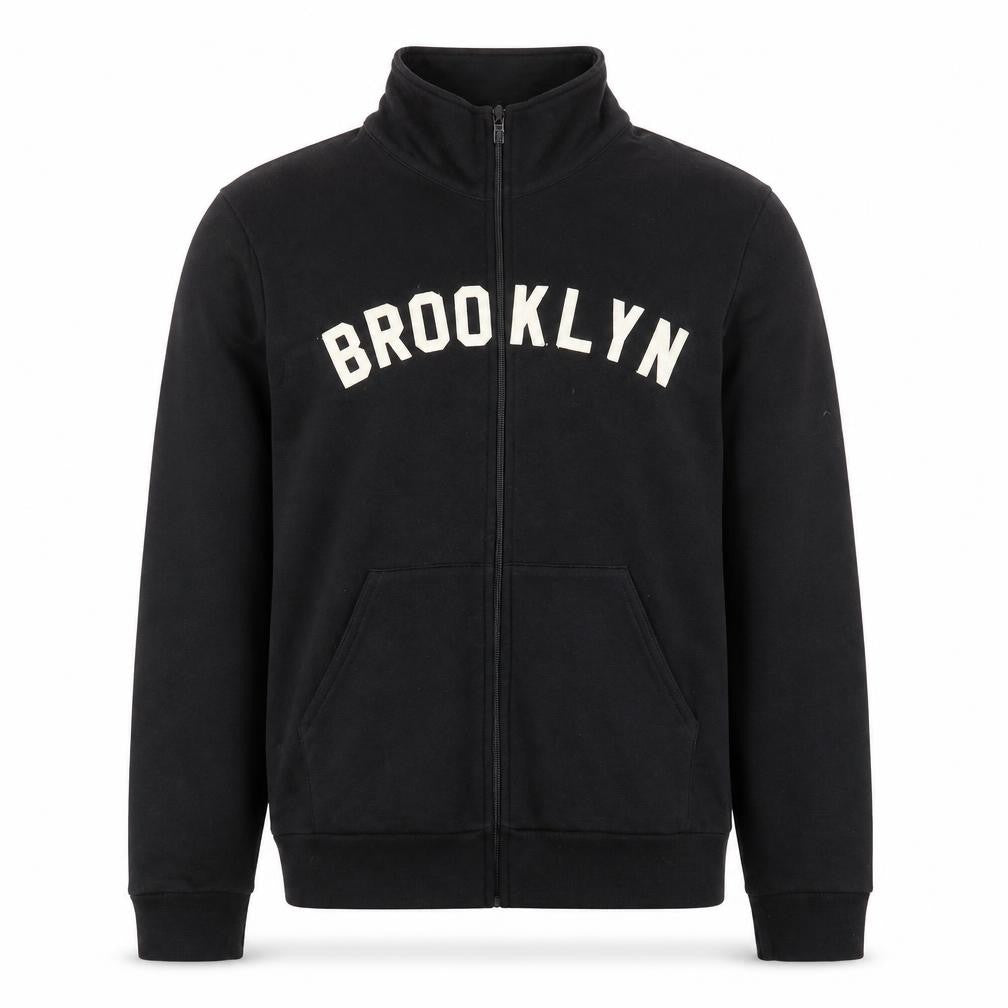 Front view of American Apparel Men's Black Brooklyn Full Zip Sweatshirt M