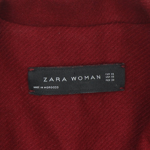 Zara Woman Red Wool Blend Long Overcoat XS